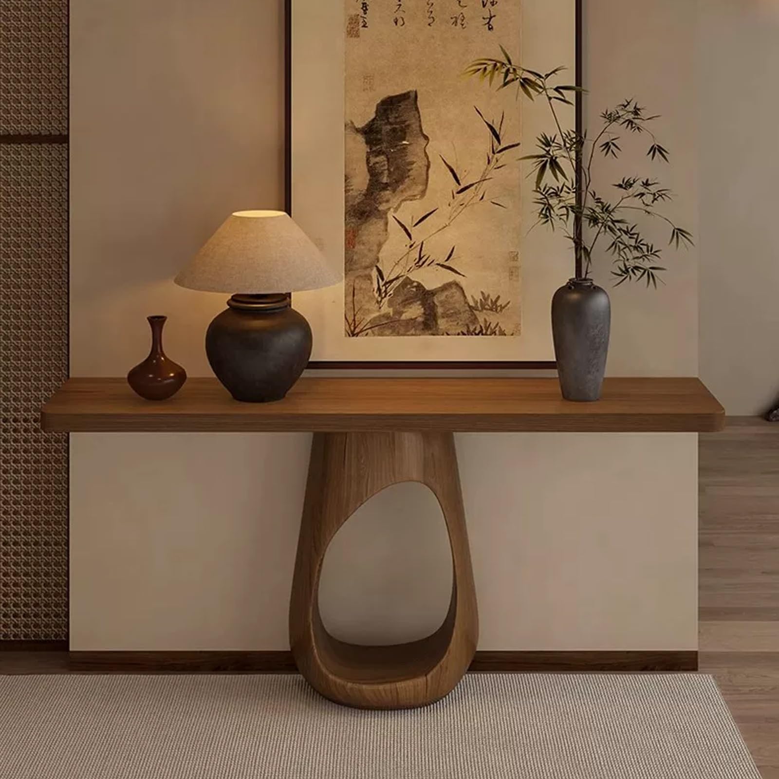 Wąski drewniany stolik do przedpokoju, konsola w stylu farmhouse, stolik retro przedpokoju (za sofę), ozdobna konsola salonu, zaokrąglone krawędzie, łatwy w montażu.(80 * 25 * 75cm)