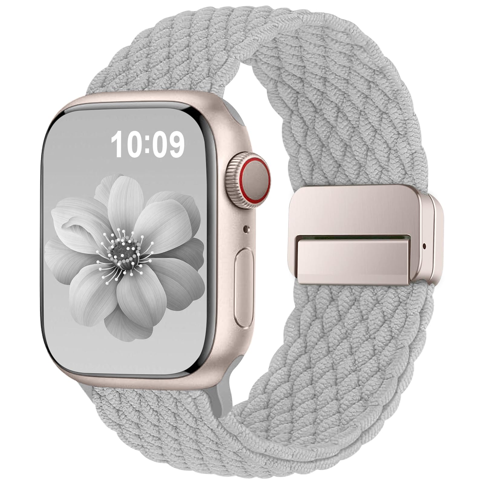 Higgs Braided Strap Compatible with Apple Watch Straps 44mm 46mm 38mm 42mm 40mm 41mm 45mm 49mm for Men Women, Nylon Elastic Magnetic Snap Strap for iWatch Series 11 10 9 SE 8 7 6 5 4 Ultra 3 2 1 — view 14