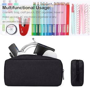 CAAORDKSO Travel Cable Organizer Pouch Electronic Accessories Carry Case Water Resistant Accessories Organizer Pouch Bag for Cable, Cord, Charger, Phone, Power Bank, Earphone (Big-Black)