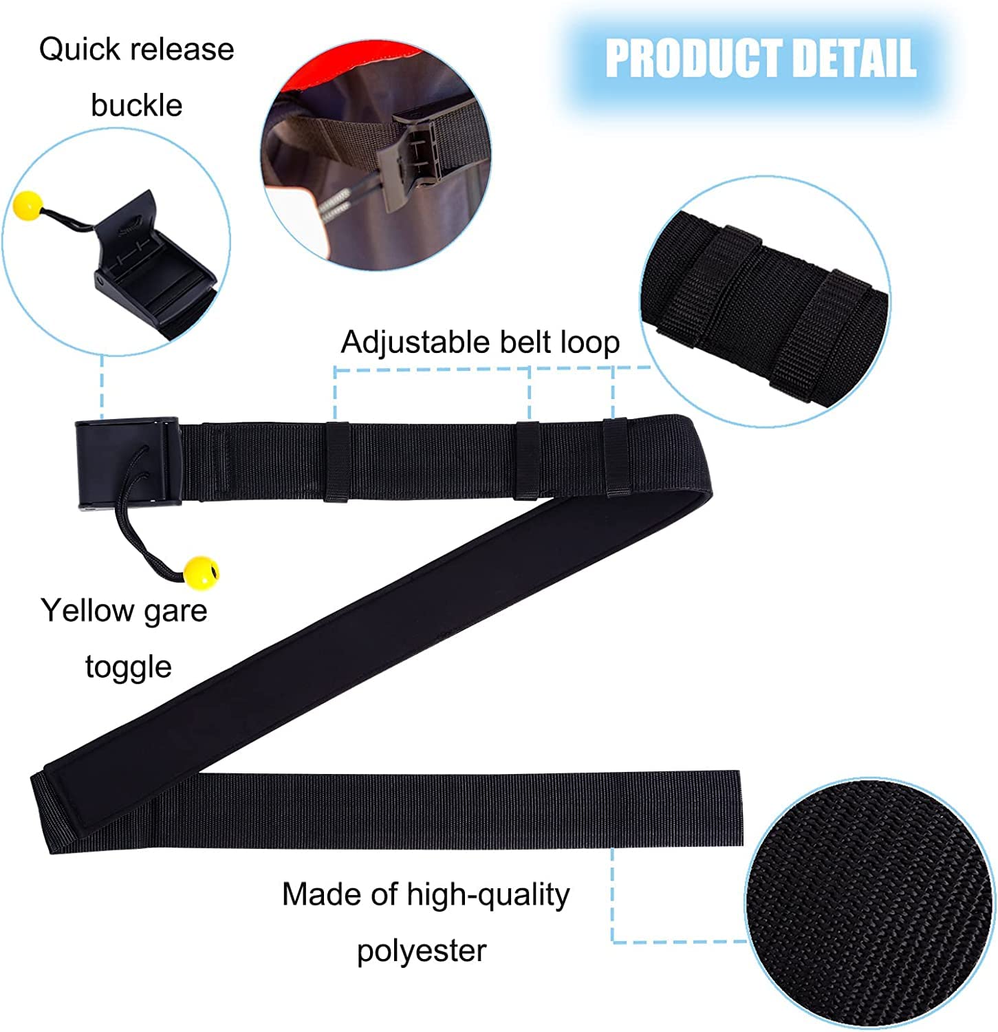 Poweka Cinturino in Vita SUP per Paddleboard Stand Up, Cinturino in Vita Regolabile a Sgancio Rapido per Surf Sport Acquatici