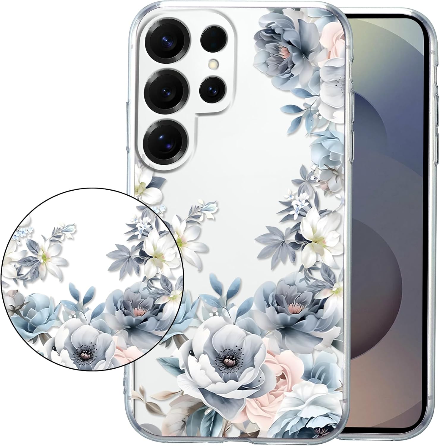 Flower Phone Case Floral for Samsung Galaxy S25 Ultra 5G 6,9'' with Screen Protector, Clear Transparent Phone Cover Slim Soft Shockproof Anti-Scratch Protection Funda for Girls Women, 05 - Image 5