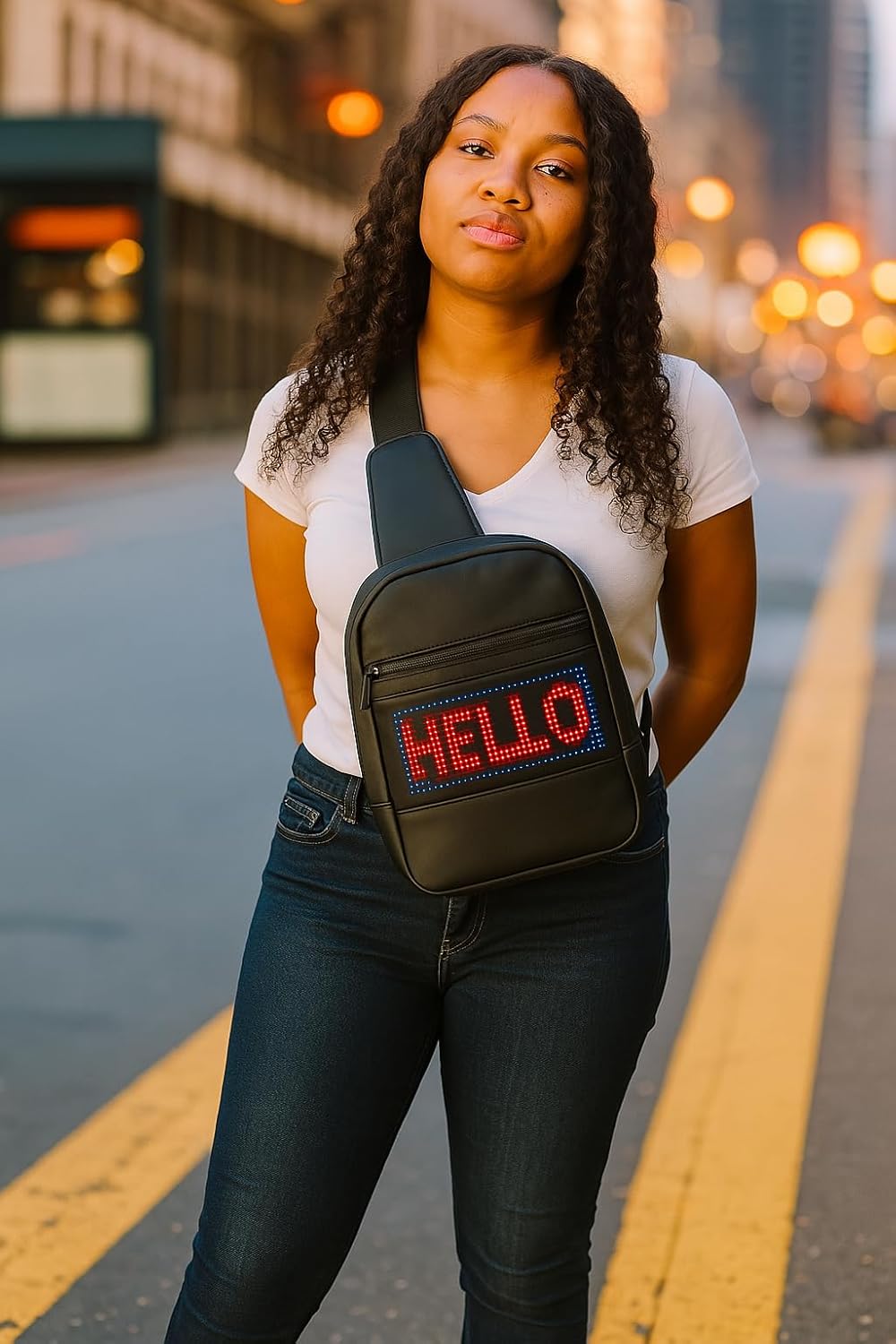 LED Sling Bag for Women & Men Crossbody Sling Bags for Women Sling Bag for Men with App-Control for Customizable Text and Animations-Portable Charger/Power Bank Included