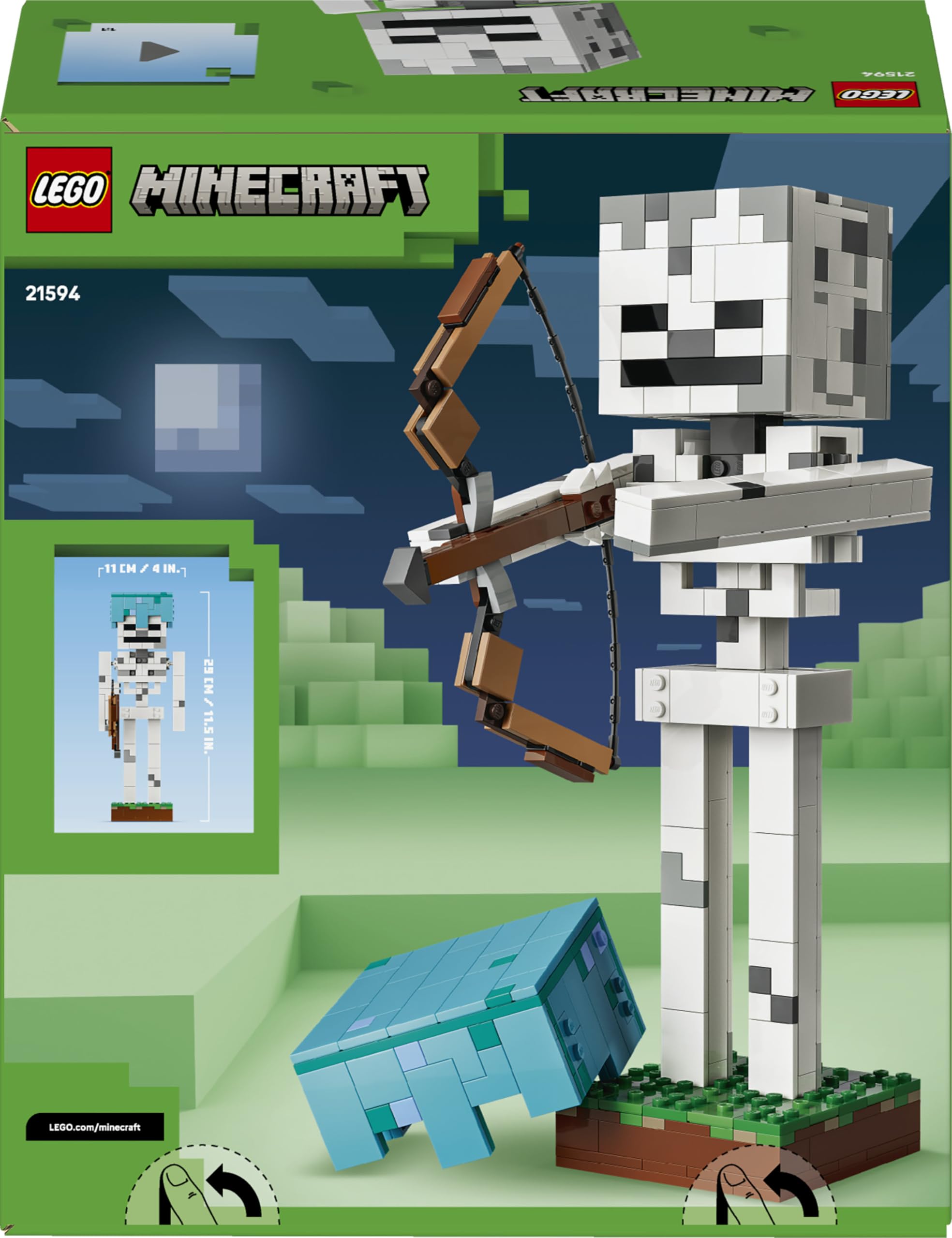 LEGO Minecraft Szkielet, zabawka konstrukcyjna dla 10-latka, figurka z gry, gamingowa dekoracja do pokoju dziecka, klocki dla chłopca i dziewczynki, pomysł na prezent dla gracza 21594