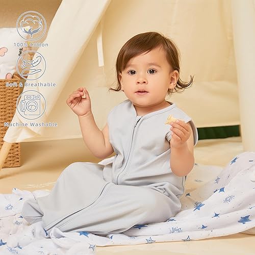 Miniatura 2 de DaysU Cotton Baby Sleep Sack, Baby Sleeping Bag with Two-Way Zipper, 0.5 TOG Wearable Blanket for Newborn Baby Boys and Girls
