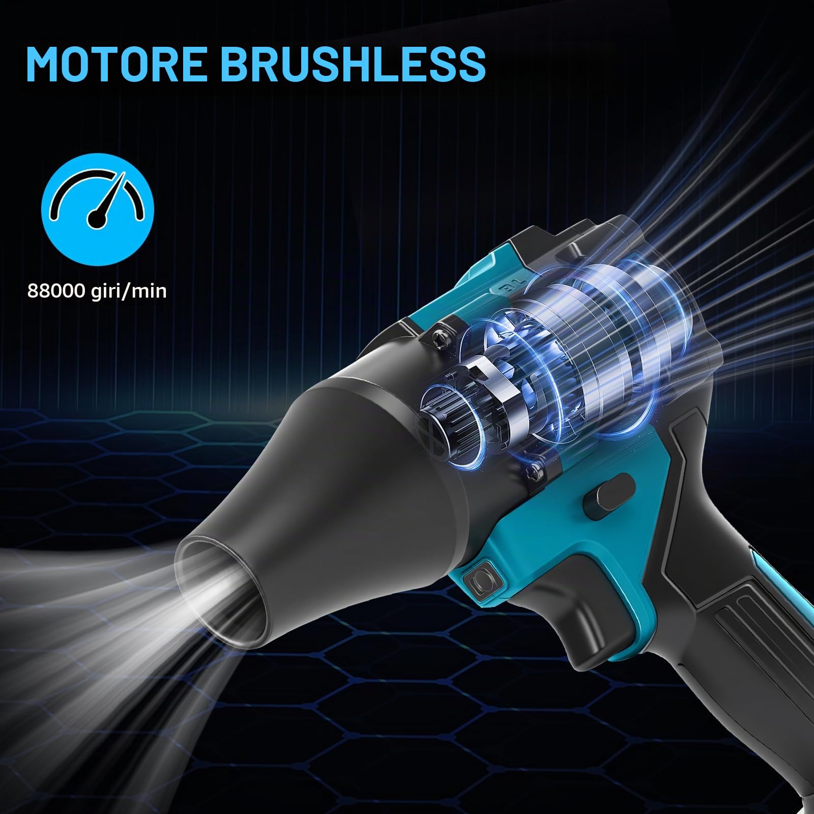 Soffiatore senza fili e aspirapolvere manuale 2 in 1 per batteria Makita da 18 V (senza batteria) | Aspirapolvere ad aria compressa, senza spazzole, 150 W, portatile, con 5 ugelli per auto, casa, ufficio, cucina