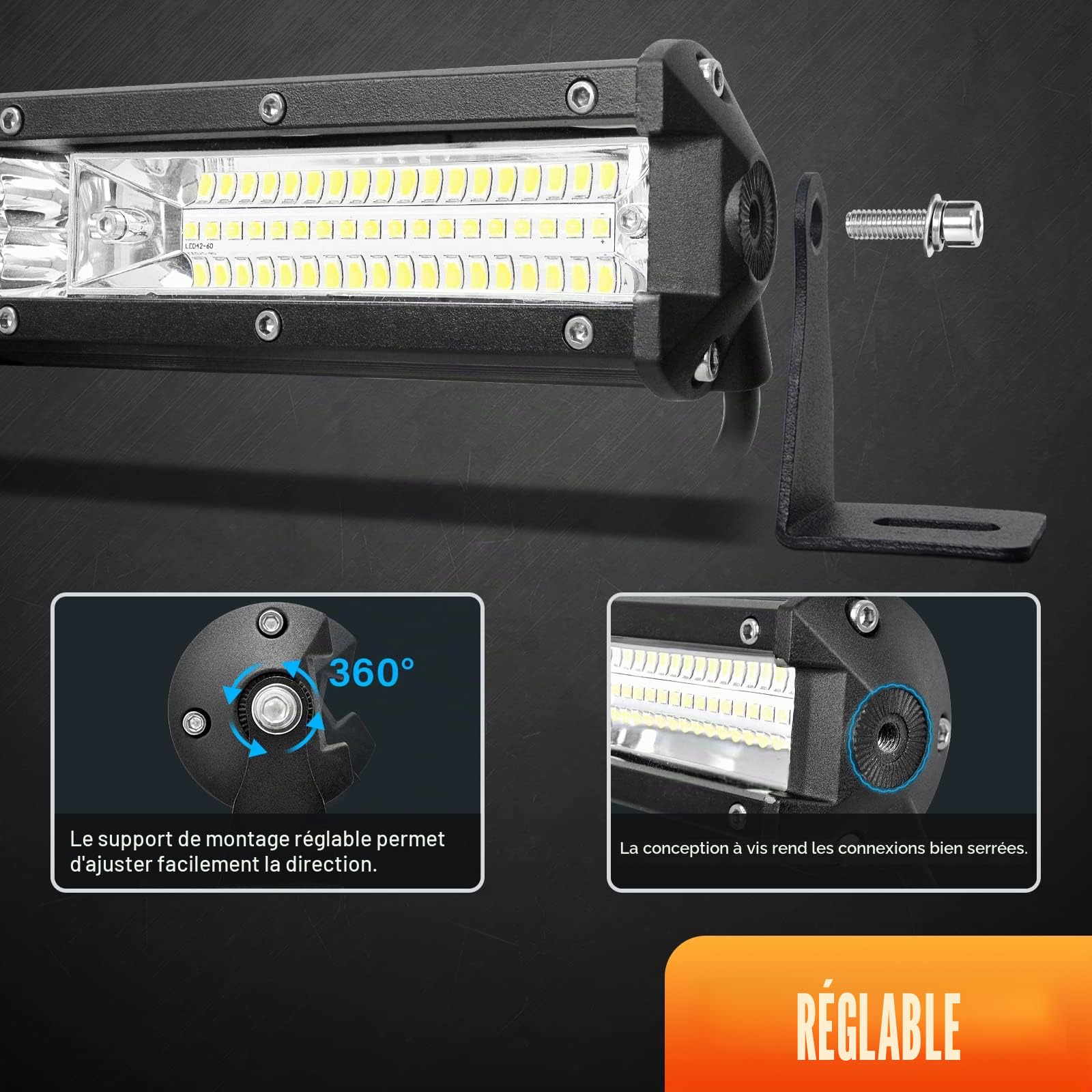 Willpower Rampe LED 61cm 216W Barre LED 12V 24V pour 4x4 Voiture Quad