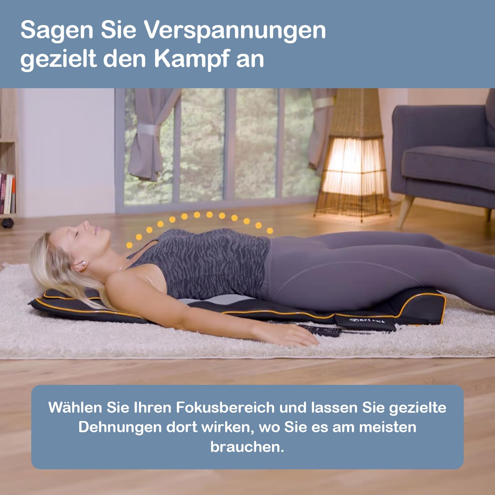 Belena Air Stretch - elektronische Stretch & Massagematte - Ganzkörpermassagematte mit Wärmefunktion - Massage - Yoga-inspirierte Dehnung für Schultern, Rücken und Nacken