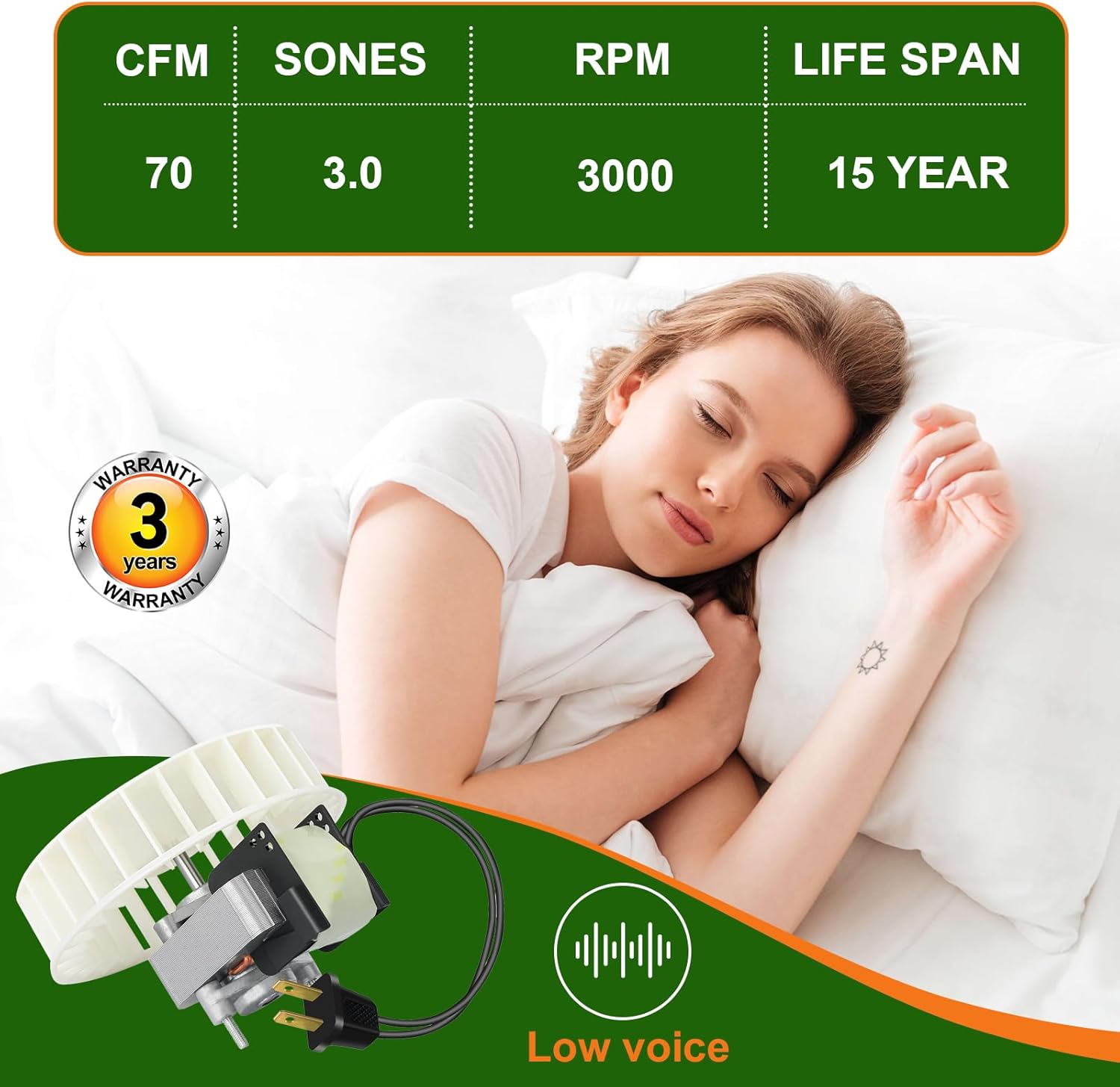 S97017646 Replacement Bathroom Exhaust Fan Motor (Model S99080592) and Blower Wheel - Compatible with Models 605P, 605RP, 665F, 665P, 665RF, 665RP, 665SP, 668P, 668RP, 9965, 9905 - Quiet & Powerful