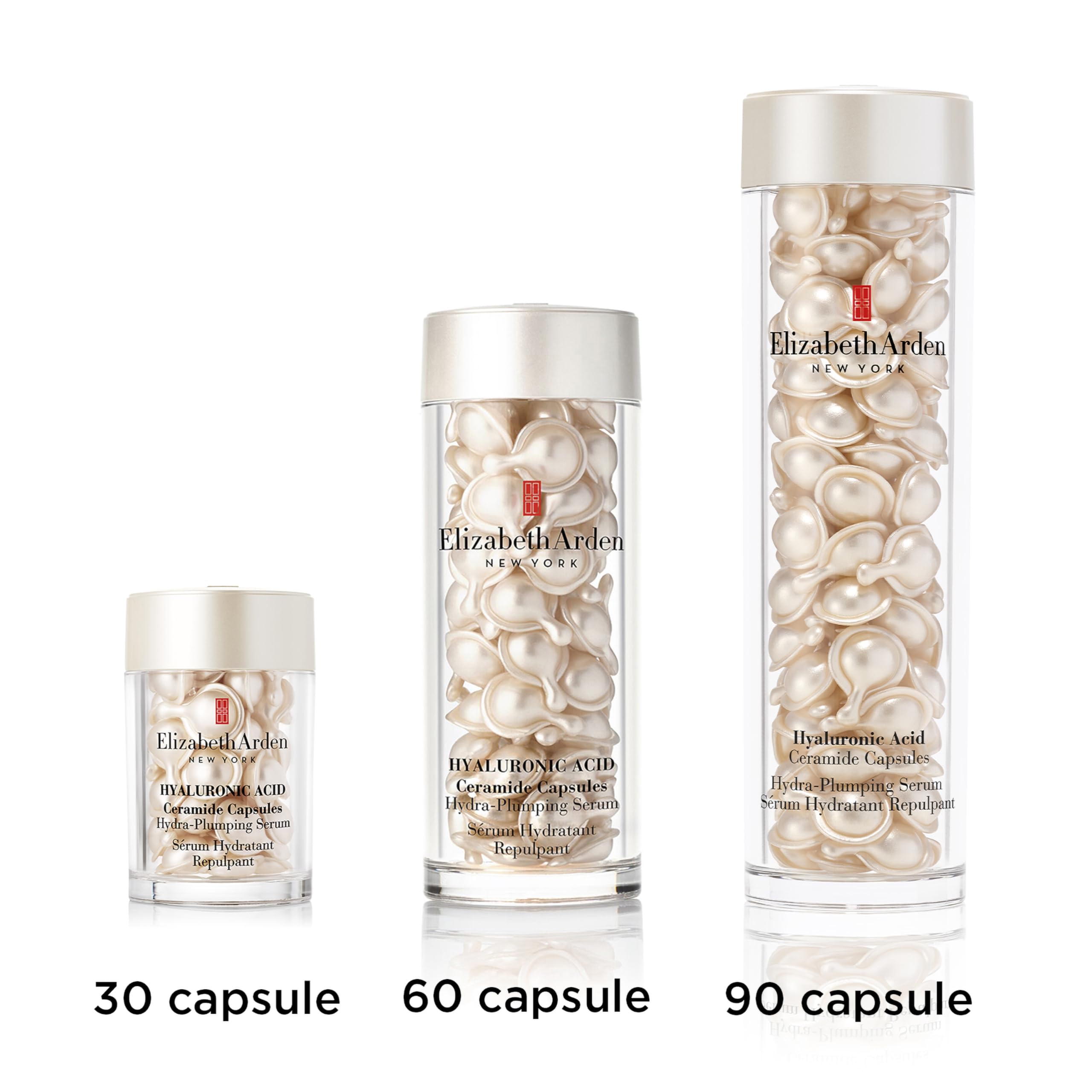 Elizabeth Arden - Ceramide Capsule, con Acido Ialuronico e Ceramide, Siero Idratante Ridensificante Anti-Età e Rassodante con Acido Ialuronico e Ceramidi, Dose Singola, Texture Leggera - 60 Capsule