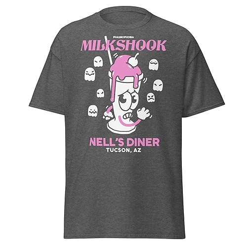 Phasmophobia Official Merchandise - Nell's Diner 'Milkshook' Tee - XX-Large - Dark Heather