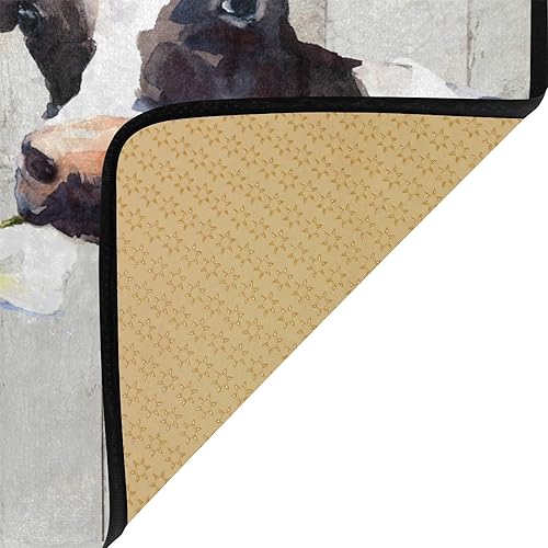 Miniatura 6 de Alfombras de cocina de vaca blanca y negra para primavera y verano, con tablones de madera de margaritas, tapete cómodo antideslizante para puerta