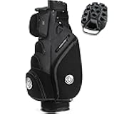 Golf Cart Bag, 14 Way Molded Lock Top Club Bag with Full-Length Dividers, Silence Cart Bags for Men with Handles Ergonomic Padded Strap, Rain Hood