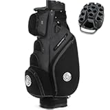 Golf Cart Bag&comma; 14 Way Molded Lock Top Club Bag with Full-Length Dividers&comma; Silence Cart Bags for Men with Handles Ergonomic Padded Strap&comma; Rain Hood