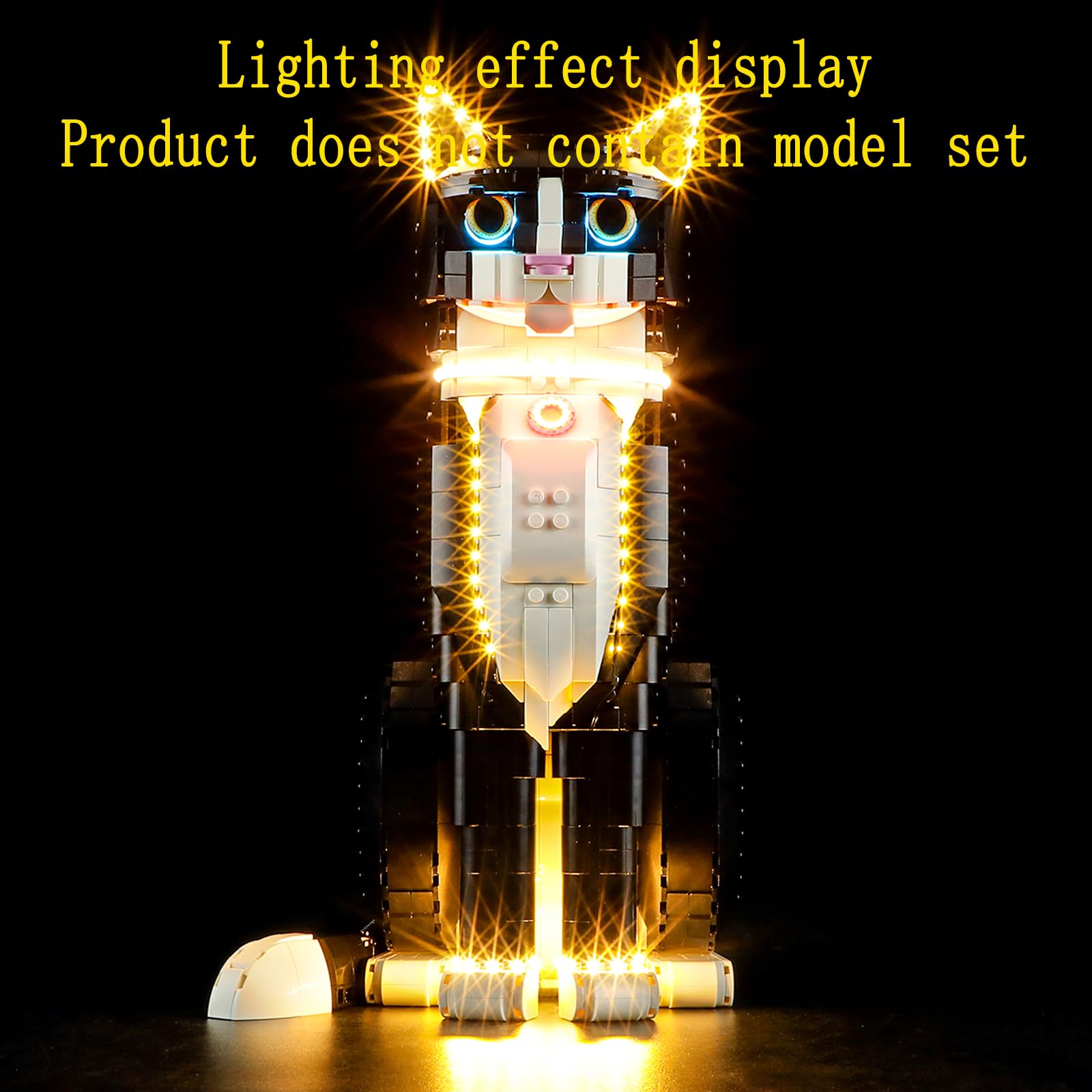 GEAMENT Set di Luci LED Compatibile Con LEGO Gatto Tuxedo - Kit Di Illuminazione per Ideas 21349 Tuxedo Cat (Modello di mattoncini non incluso)