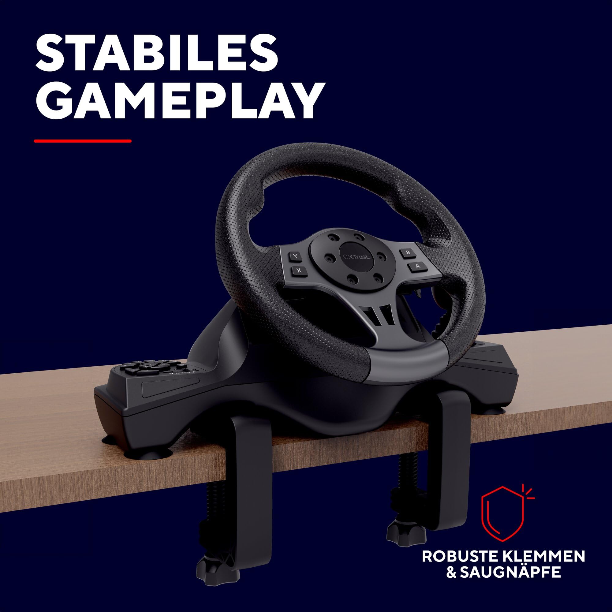 GXTrust Gaming Lenkrad PC Racing Wheel mit Pedalen Schaltwippen Schalthebel Vibrationsfeedback Sim Racing