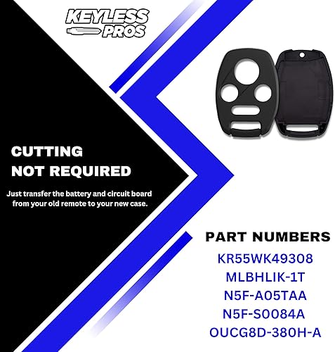 Miniatura 5 de Funda de repuesto para llave de automóvil de 4 unidades para Honda Accord 2003-2012, Civic EX 2006-2013, Pilot 2009-2015, CR-V 2005-2006, no