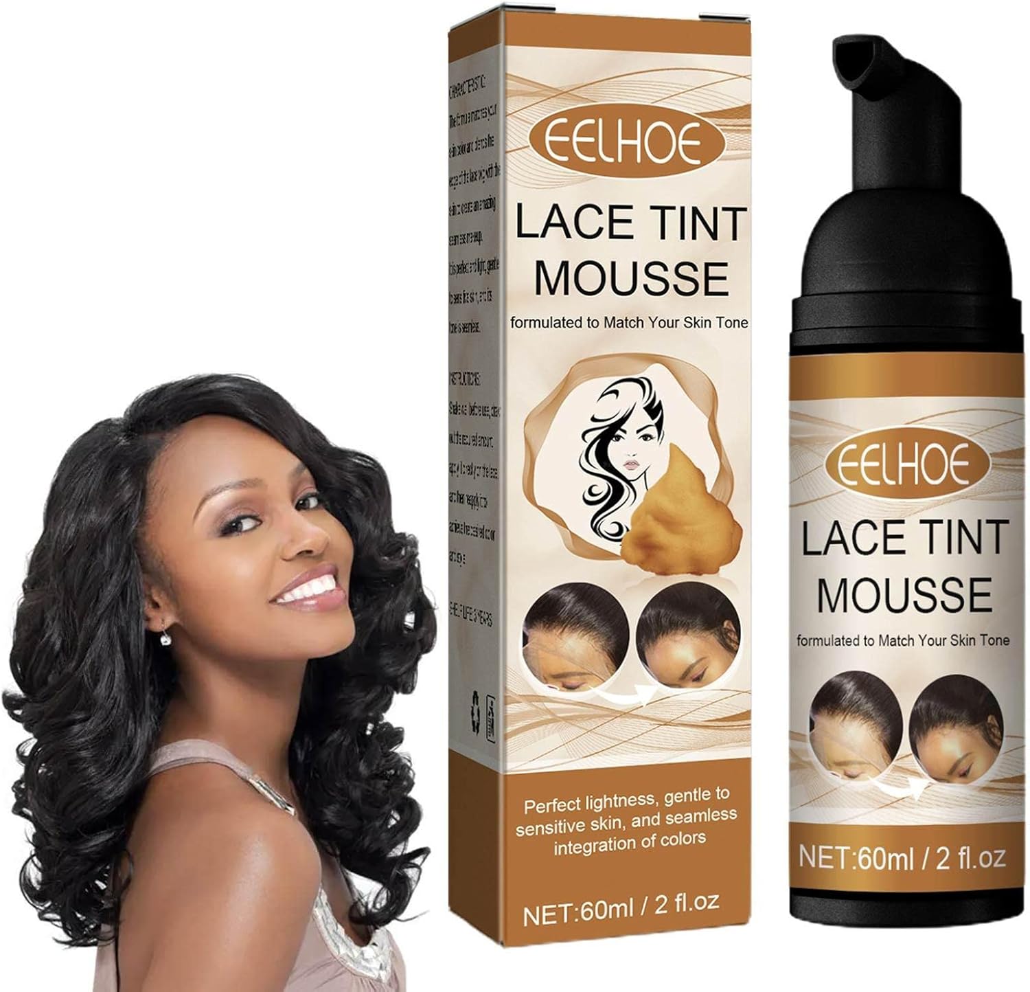 Bold Hold Lace Glue – Lace Melting Spray – Lace Tint Spray – Safe And Convenient Lace Tint Melting Hair Mousse | For Women Hair Wigs Natural Finishing, Dark Brown And Light Brown (2fl. Oz)
