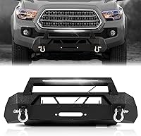Vista 10 de Parachoques delantero resistente compatible con Toyota Tacoma 2016 2017 2018 2019 2020 2021 2022 2023. Parachoques delantero con espacio