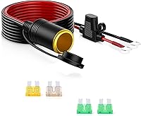 Vista 1 de MICTUNING Cable de extensión para encendedor de cigarrillos hembra de automóvil de 8 pies, 12 AWG, 12 V, 24 V a 0.33 pulgadas, cable de batería