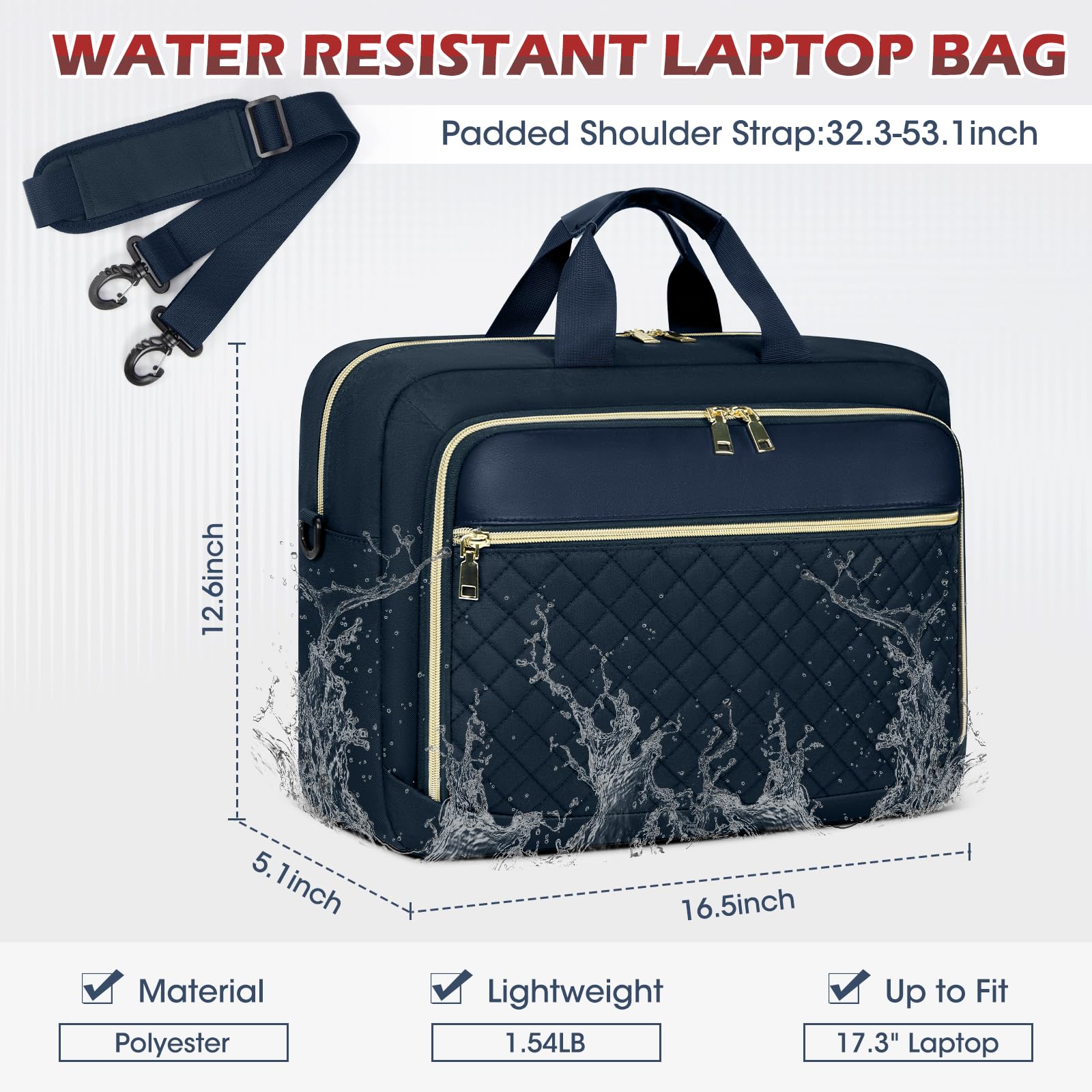 NEWHEY Borsa Porta PC 17.3 Pollici Borsa da Lavoro Donna Impermeabile Borsa Computer Grande Borsa Messenger Valigetta Portadocumenti Tracolla per Ufficio, Università, Scuola