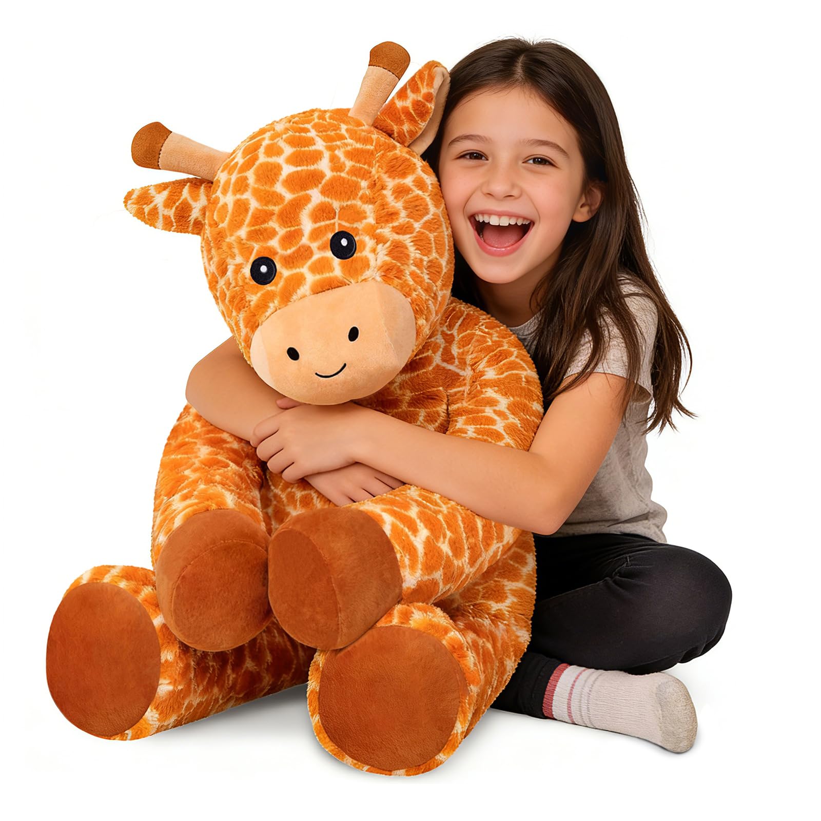SQEQE Giant Giraffe Stuffed Animal, 100CM Large Giraffe Plush, Soft Cuddly Plush Toy Cute Plushies Gift for Kids Adults