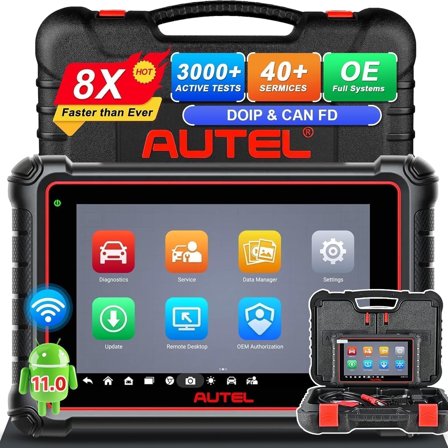 Autel Scanner MaxiCOM MK900 - New Ver.Work as MK900BT/ MX900, 40+ Service, OS 11, 3000+ Active Tests, DoIP CAN FD,All System Diagnose, FCA Autoauth&SGW, Ver. of MK808BT PRO, MK808S, MX808S OBDII Tool