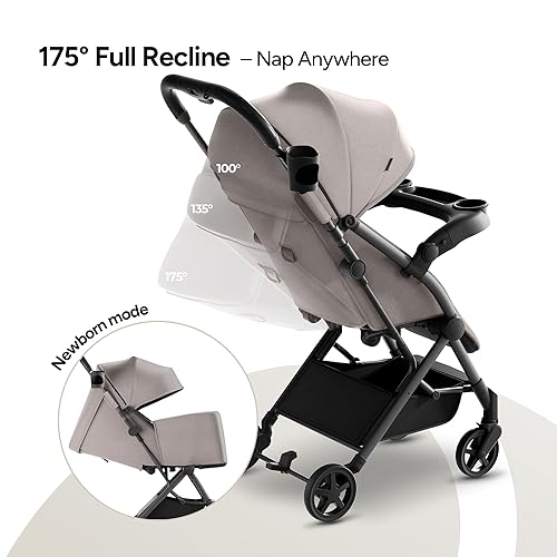 Miniatura 5 de Mompush Lithe V2 - Cochecito de viaje ligero, compacto y plegable con bolsa de viaje, cochecito plegable con una sola mano, bandeja para aperitivos,