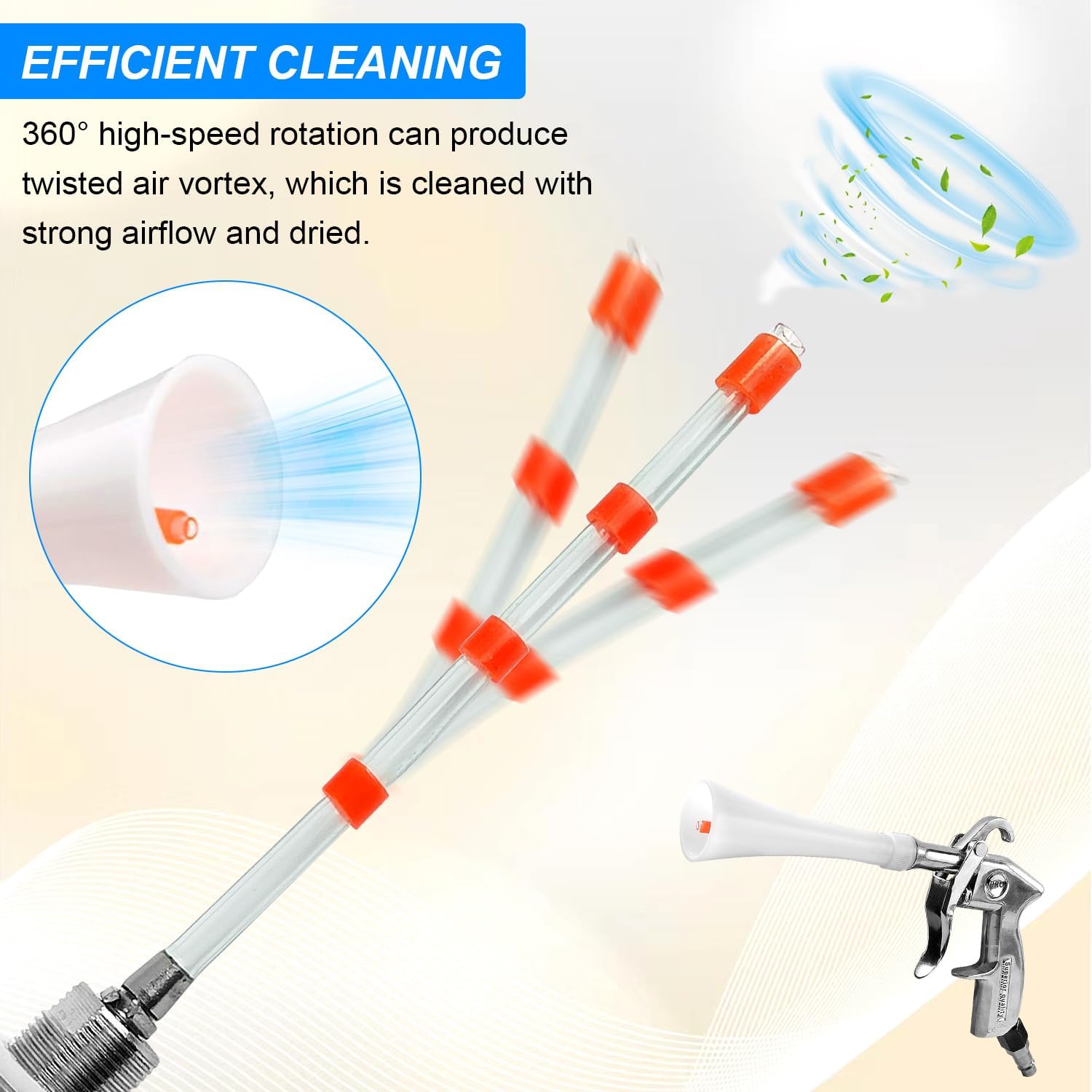 Pistola Ad Aria Compressa - 6-9.2 Bar Con 5 Tubi | Lega Alluminio Per Pulizia Auto E Pavimenti - Foto 5