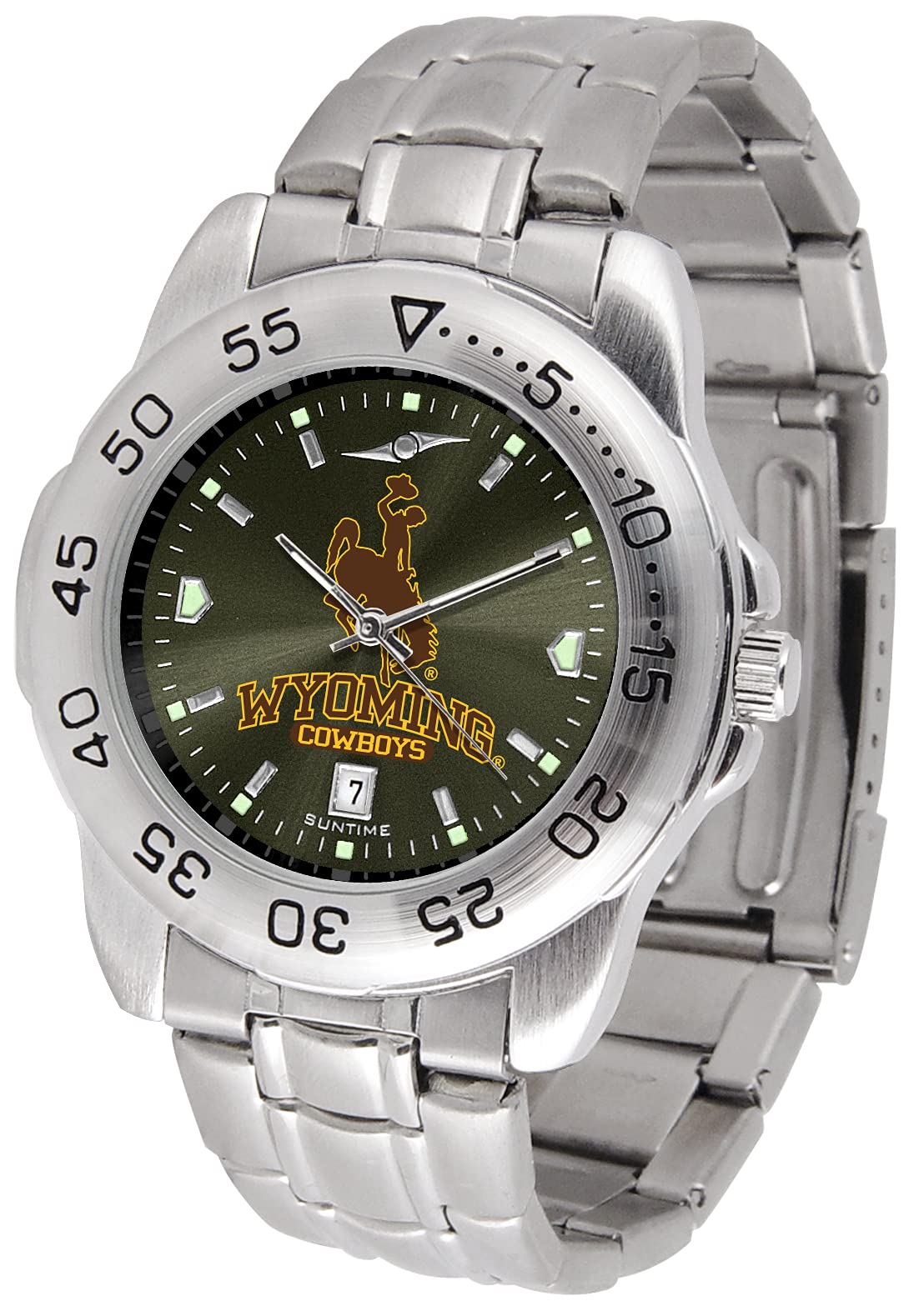 SunTime Men's NCAA Team Sport Watch, 20mm Stainless Steel Strap, Reflective Shiny Dial with Date