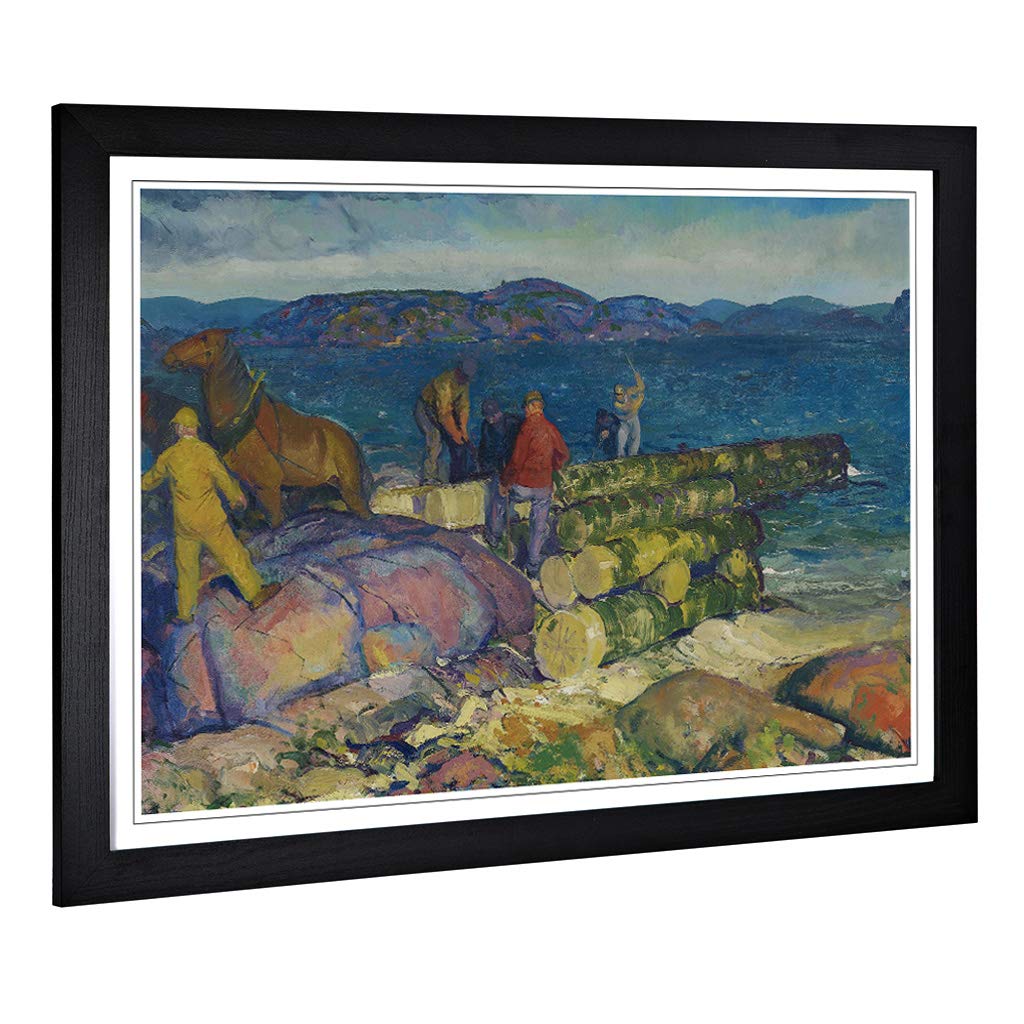 Big Box Art Framed Print of George Bellows Dock Builders Design | Wall Art Picture | Home Decor for Kitchen, Living, Dining Room, Bedroom, Hallway, Office, Black, A2 / 24.5x18 Inch / 62x45cm