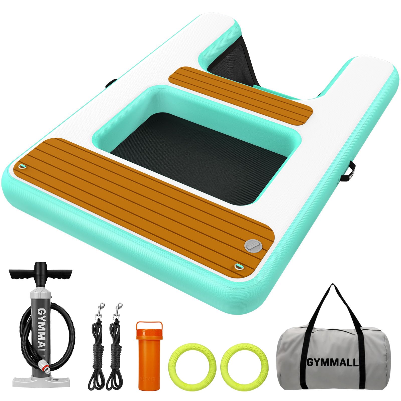 Rampa per Cani per Accesso all'Acqua Ottimizzata 170 x 120 cm, 2 in 1 Piattaforma Acquatica Gonfiabile per Cani, Portata Fino a 150 kg, Adatta per Pontili, Barche e Piscine