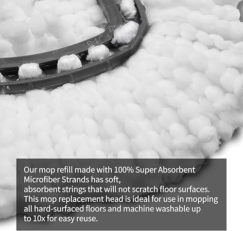 Miniatura 8 de Paquete de 4 cabezales de repuesto para trapeador compatibles con recambios de trapeador Ocedar EasyWring, repuesto de cabezal de trapeador giratorio