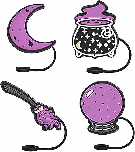 Miniatura 7 de 11 fundas de paja de bruja de Halloween, moradas, reutilizables, a prueba de polvo, con punta de paja para fiestas, vacaciones, cumpleaños, tapas de