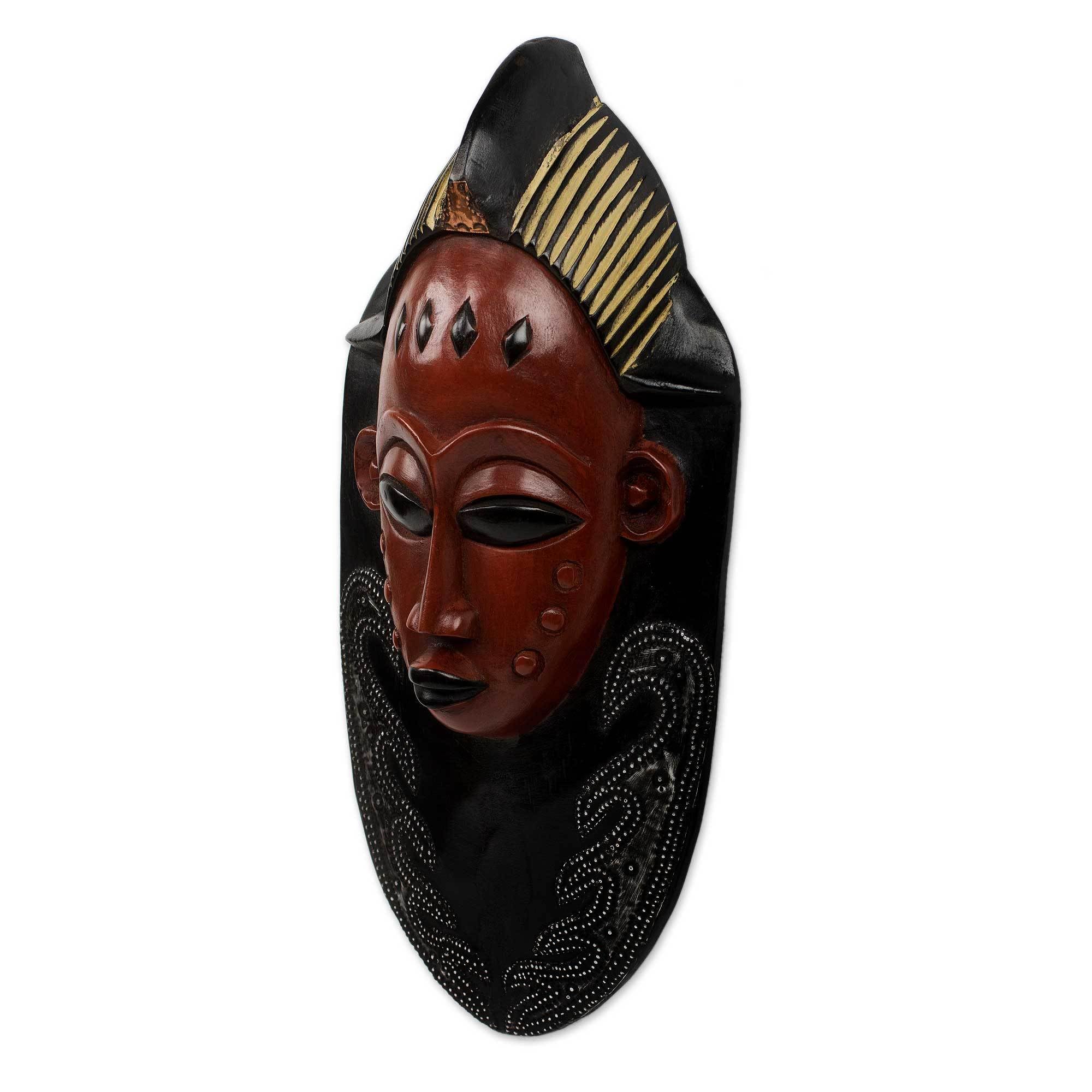 NOVICA Decorative Large Wood Mask, Red 'Supremacy'