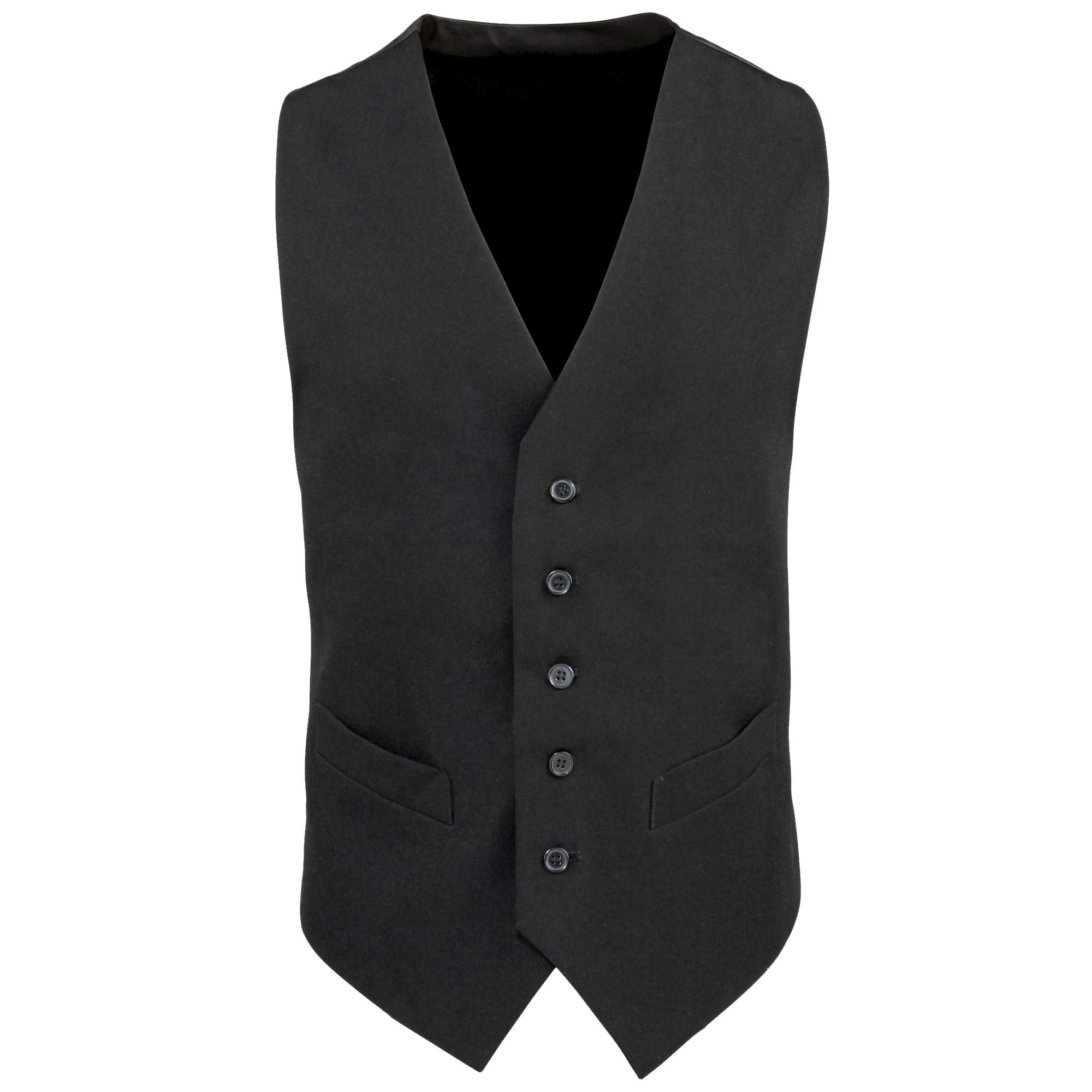 Premier Mens Lined Polyester Waistcoat/Catering/Bar Wear (S) (Black)