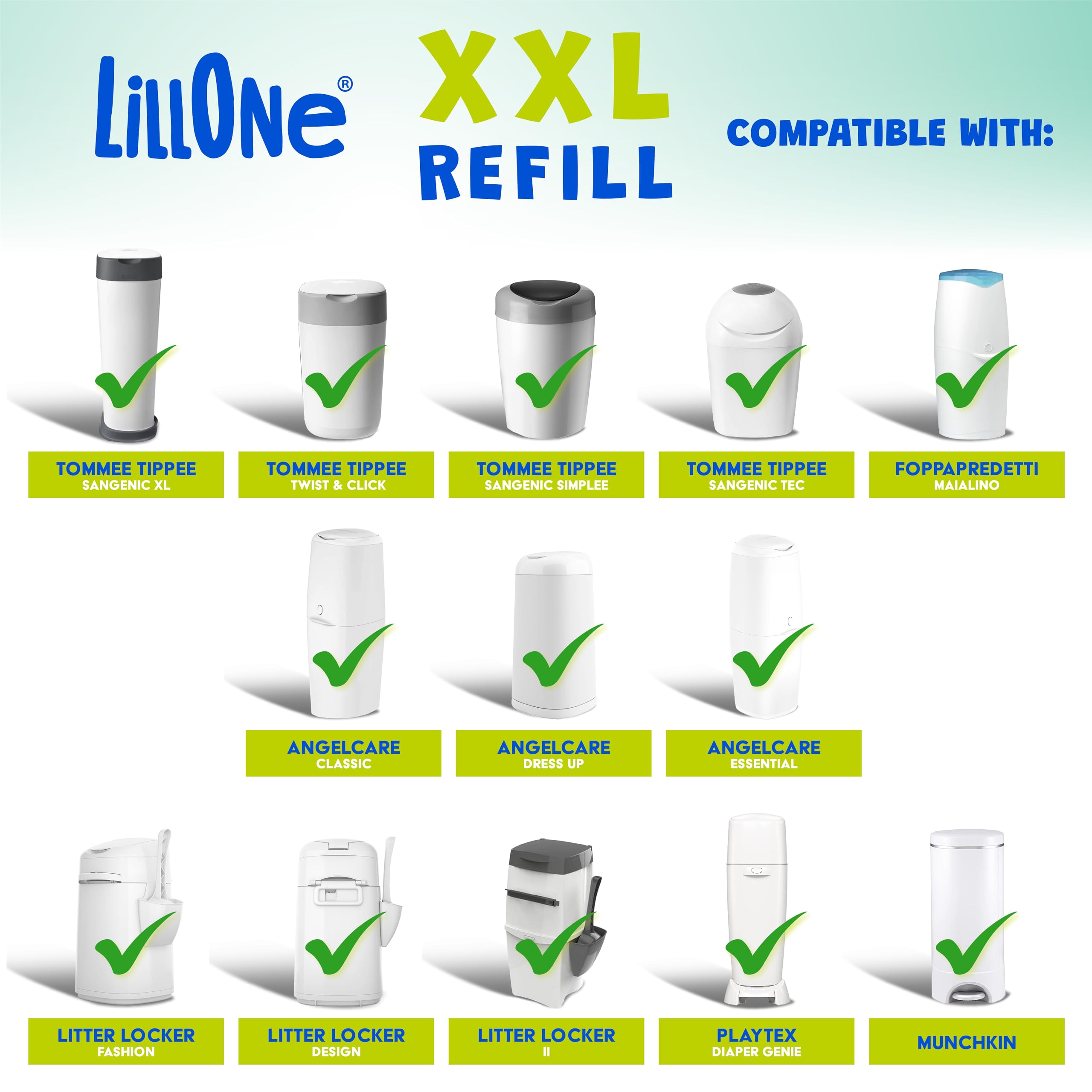 LillOne 3 Extra Lange, 7-laagse Navulverpakkingen voor de Luieremmer – Verenigbaar met Angelcare Tommee Tippee Twist & Click Simplee Tec LitterLocker