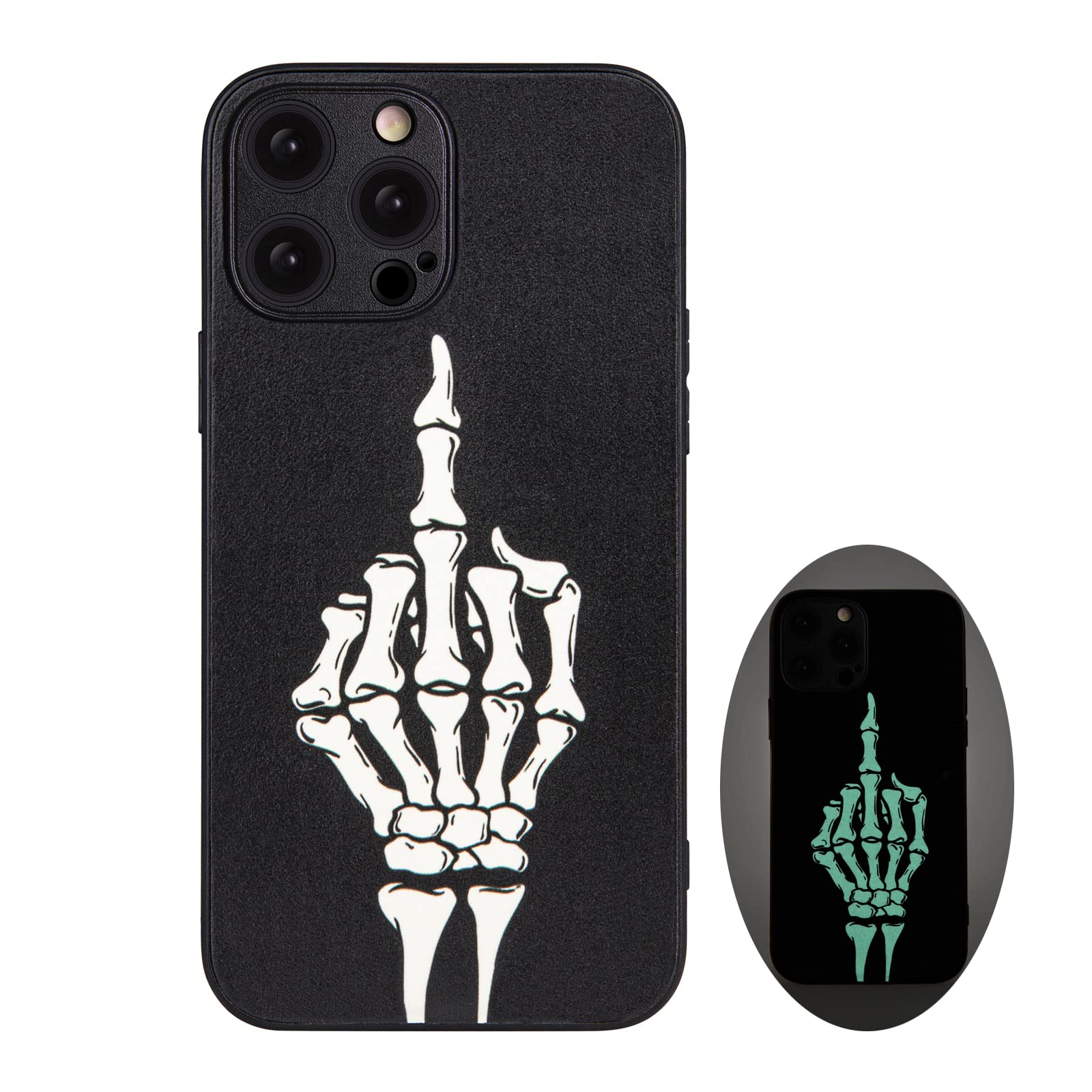 Amazon.com: X spirit Skull Case for iPhone 14 Pro Max - Skeleton Hand  Gesture Design - Cool Gothic Punk Aesthetic - Shockproof Protective Bumper,  Leather Finish Glow in the Dark Cover :