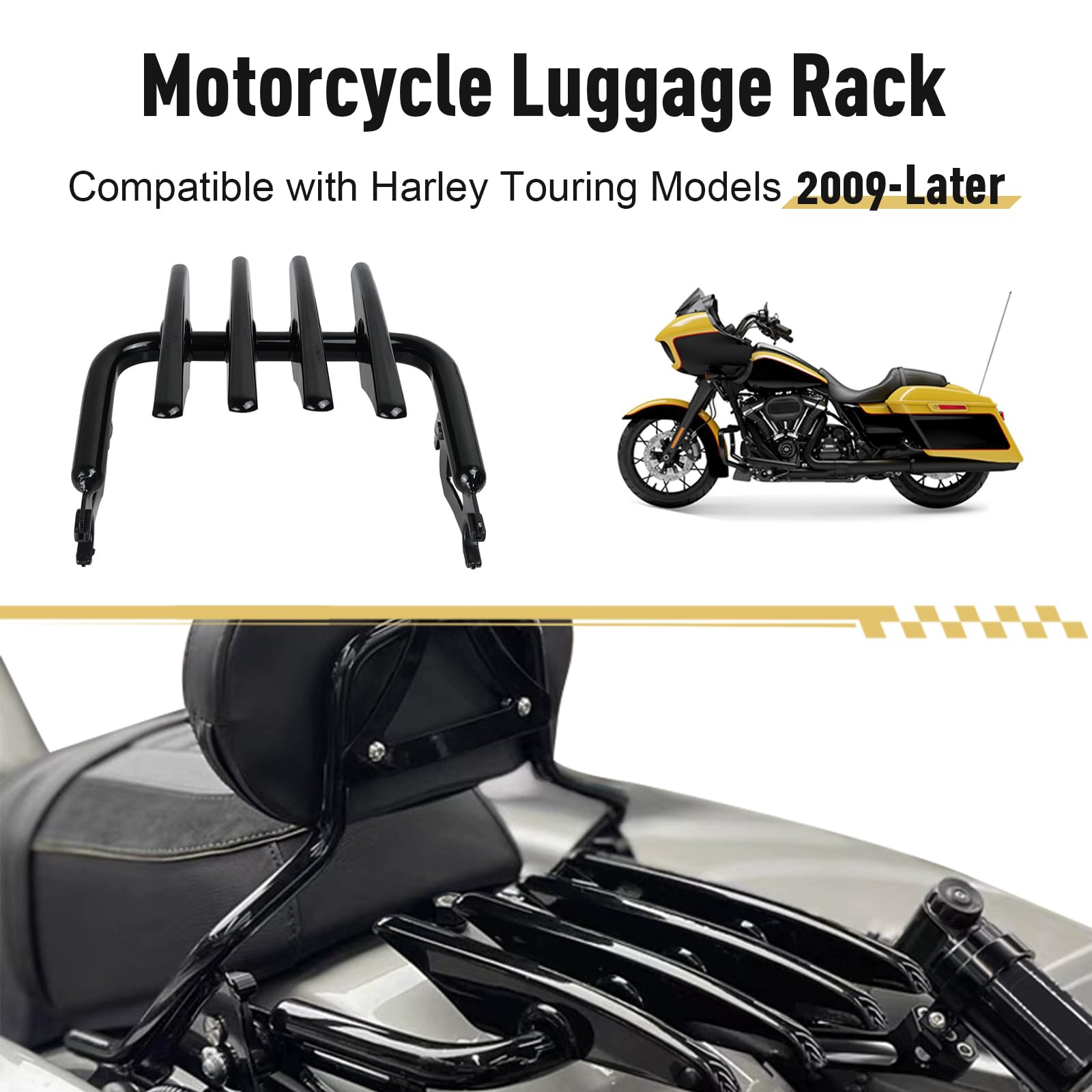 Motociclette Portapacchi, Portapacchi Posteriore Rimovibile, Portapacchi Invisibili, Compatibile con Touring Harley dal 2009 in poi