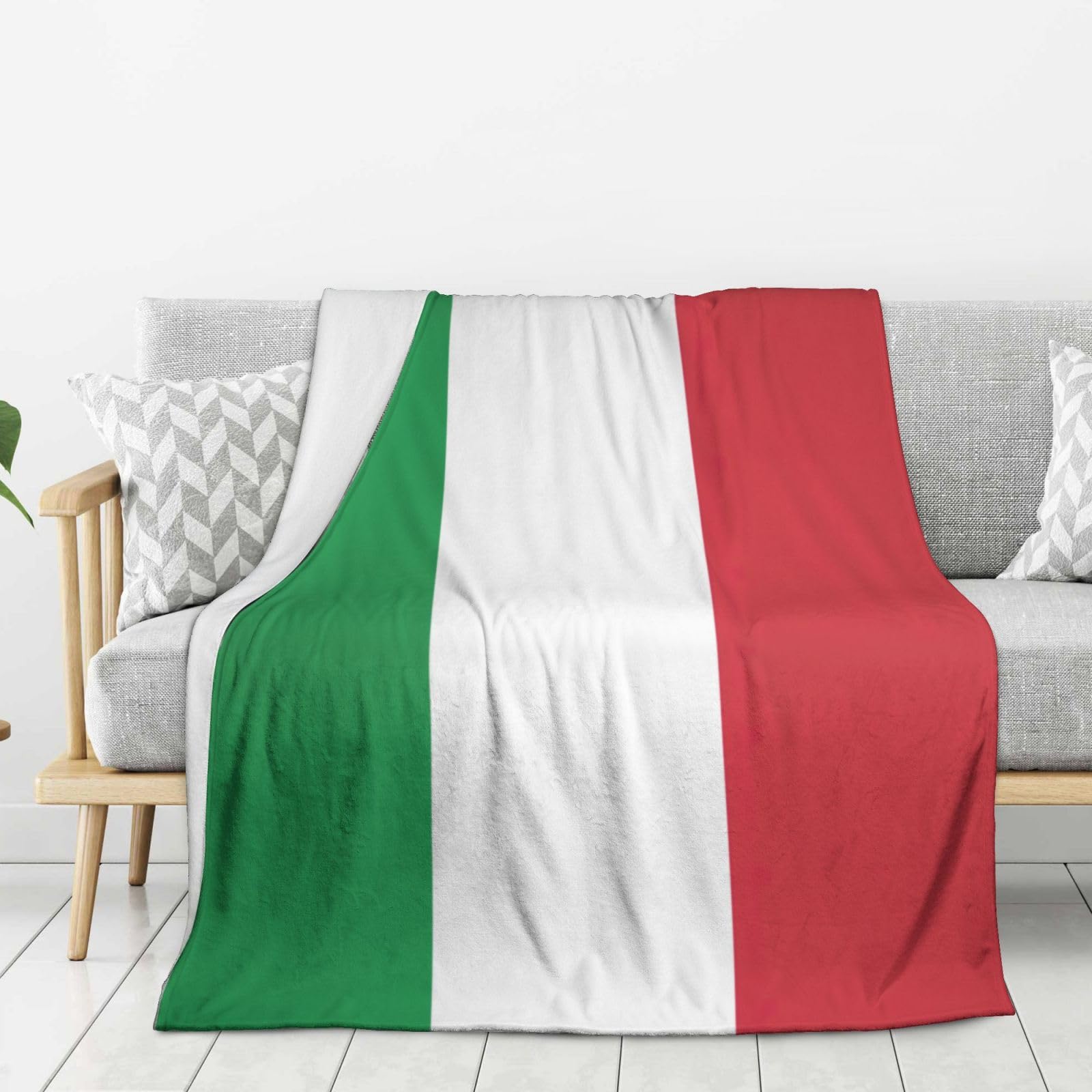 Coperta in flanella con stampa bandiera italiana, comoda e leggera, coperta calda, adatta per divani letto e viaggi