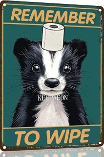 Funny Skunk Remember to Wipe Weird Stuff Metal Sign 8x12 Inch Home Kitchen Barth Garden Tin Poster