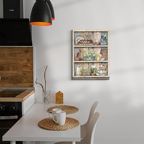 Miniatura 6 de BRPXJRA Arte de pared rústico para cocina, cuadros de cocina campestre, cocina, lienzo, platos de granja, hervidor, lienzo para decoración de pared,