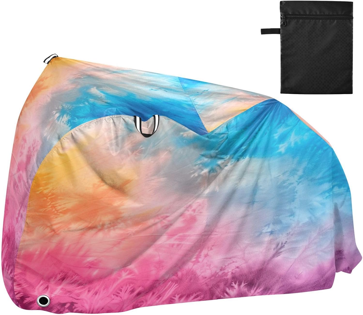 ALAZA Gradient Tie Dye Rainbow Bike Cover Waterproof Outdoor Ebike Bicycle Covers Tarp Protection for 1/2 Bikes, Sun UV Dust Wind Proof