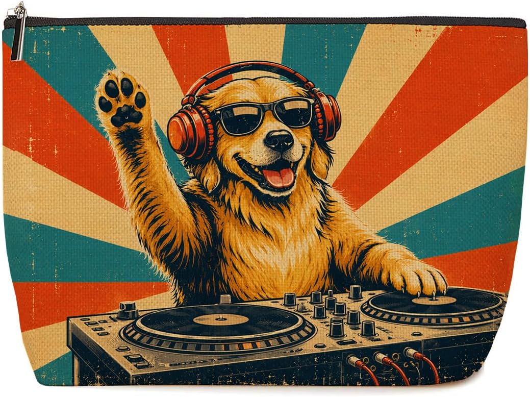 Cool DJ Dog Makeup Bag Funny Cat Headphones Cosmetic Bag Gifts for Women 02