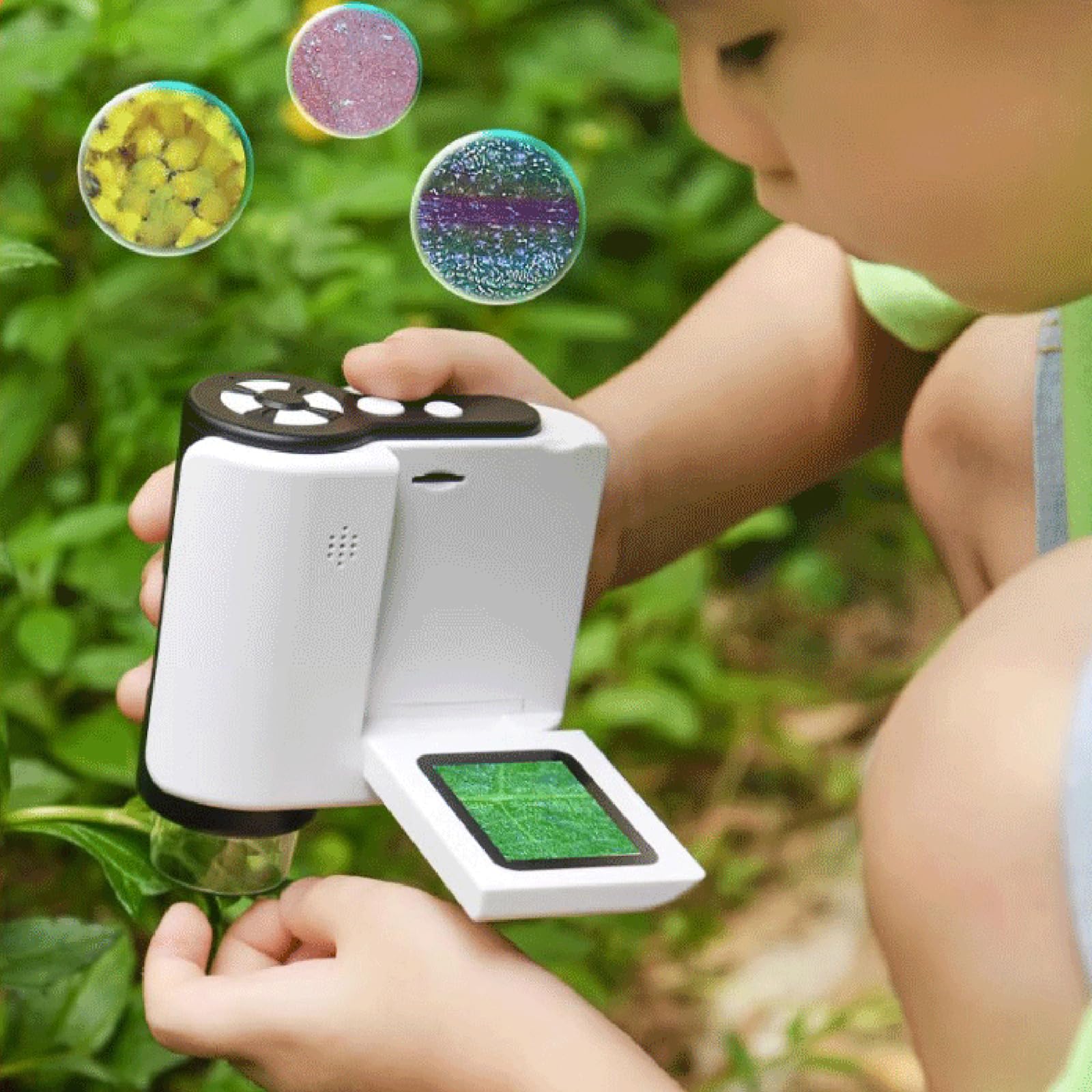 Microscopio digital de mano Microscopio de bolsillo portátil Microscopio de vídeo electrónico con pantalla de 2 pulgadas para niños y adultos