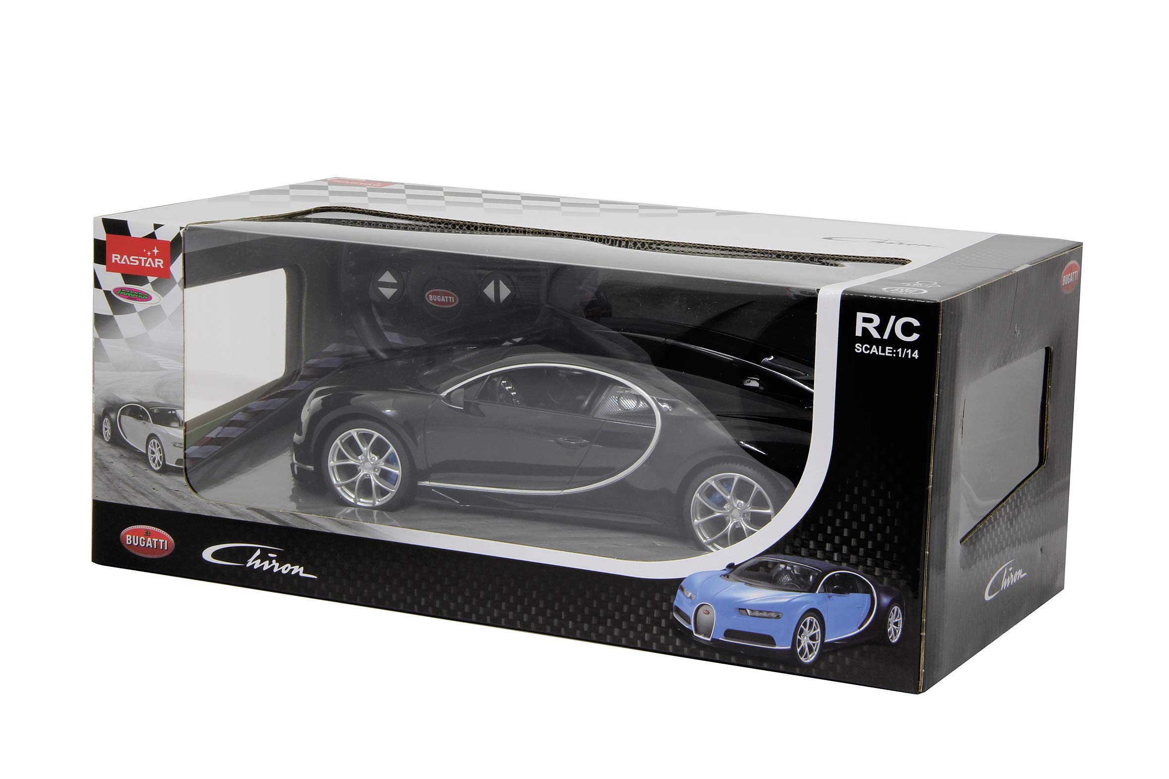 JAMARA 405134 - Bugatti Chiron Macchinina 1:14 27Mhz Interni Simili all'Originale, Nero