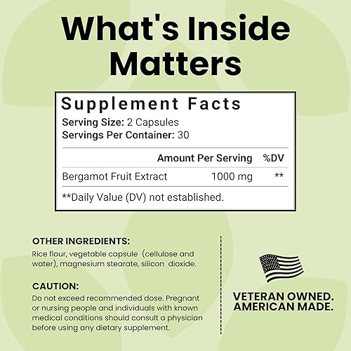 Miniatura 3 de Luma Nutrition Citrus Bergamot 1000mg - Citrus Bergamot Supplement - Made in The USA - Veteran Owned - 60 Capsules