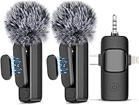 Vista 1 de NICHOM Micrófono inalámbrico lavalier 3 en 1 para iPhone/iPad/Android/PC/Cámara, micrófono mini con reducción de ruido, micrófono mini para video