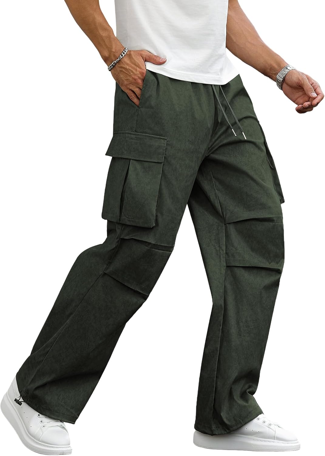 ZAFUL Men's Parachute Sweatpants Y2k Baggy Track Pants Drawstring Wide Leg Casual Trousers Streetwear