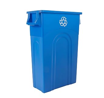 United Solutions Highboy Recycling Container, 23 Gallon, Space Saving Slim Profile and Easy Bag Removal for Indoor or Outdoor use, Recycle Blue TI0033