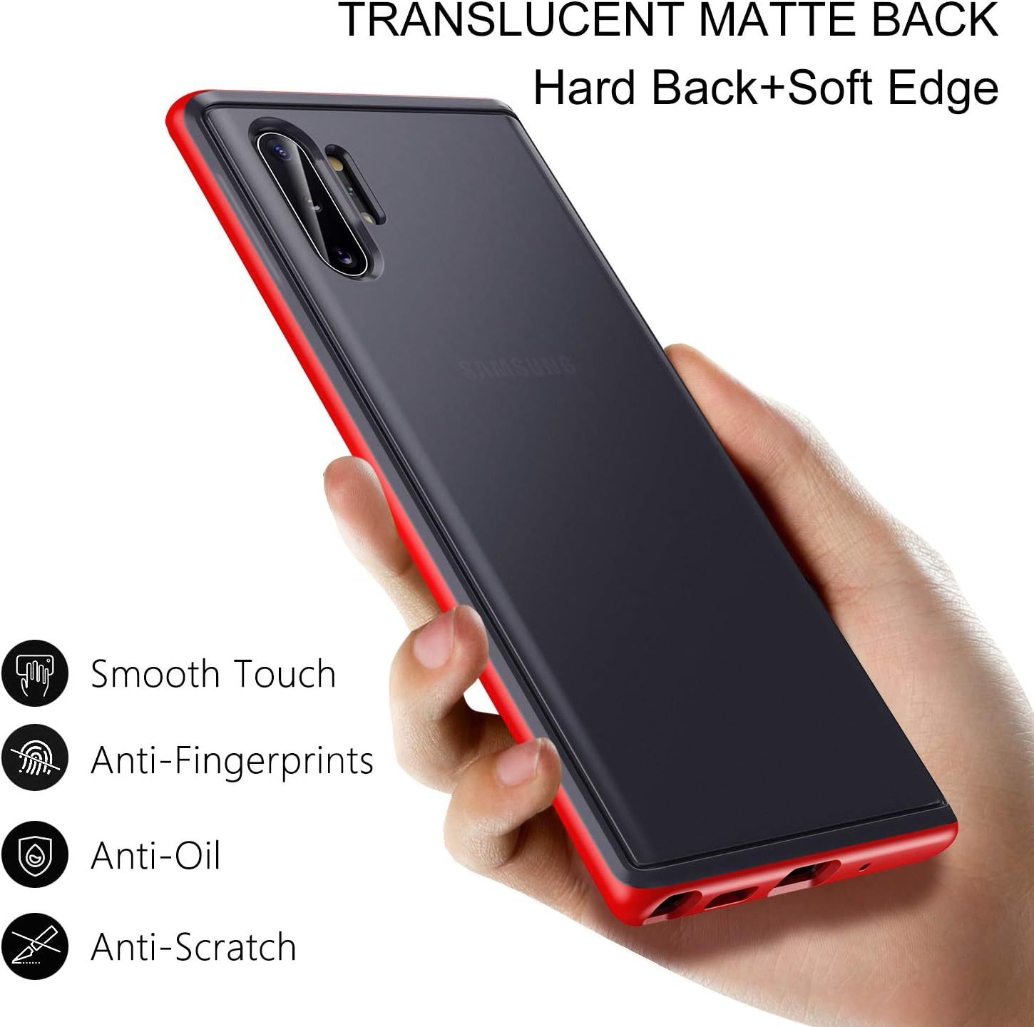 Meifigno Magic Series Galaxy Note 10 Plus Case, Galaxy Note 10 Plus 5G Case [Certified Military Protection], Translucent Matte PC with Soft Edge, Protective Cover for Samsung Note 10+ 6.8 inch, Red